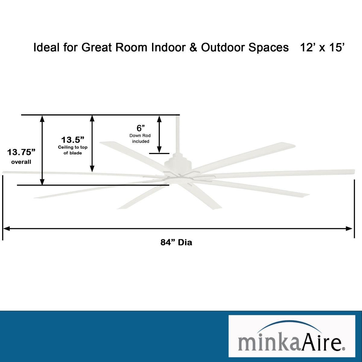 Xtreme H2O 84" Large Windmill Outdoor Ceiling Fan with Remote, Flat White - Bees Lighting