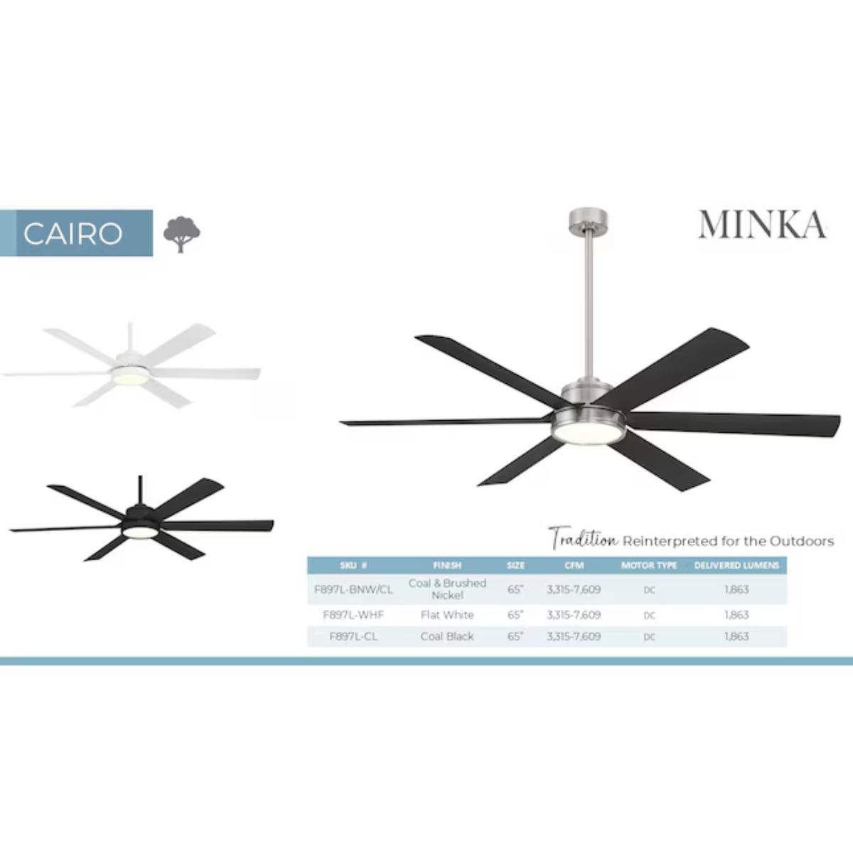Cairo 65" Black Coal Smart Ceiling Fan with Light - Bees Lighting