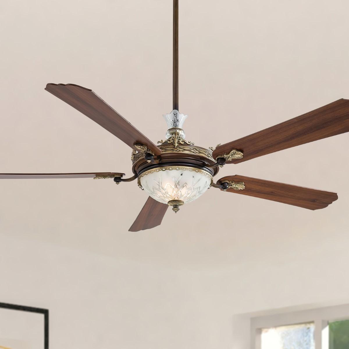 Cristafano 68 Inch Ceiling Fan With Light, Belcaro Walnut Finish, Wall Control Included - Bees Lighting