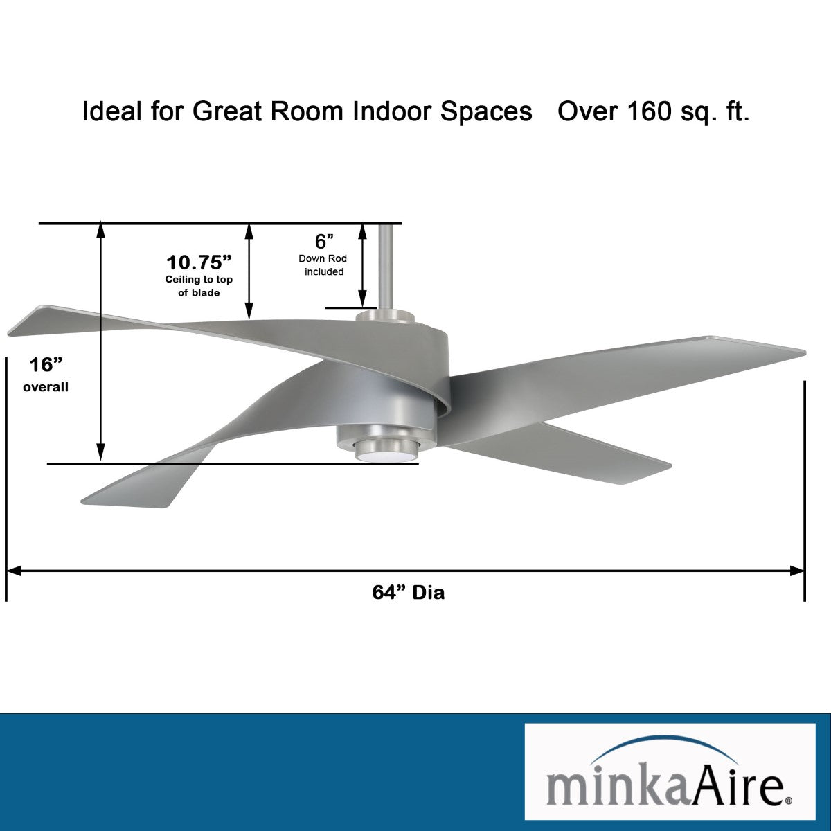 Artemis IV LED 64'' Nickel and Silver Ceiling Fan with Remote - Bees Lighting