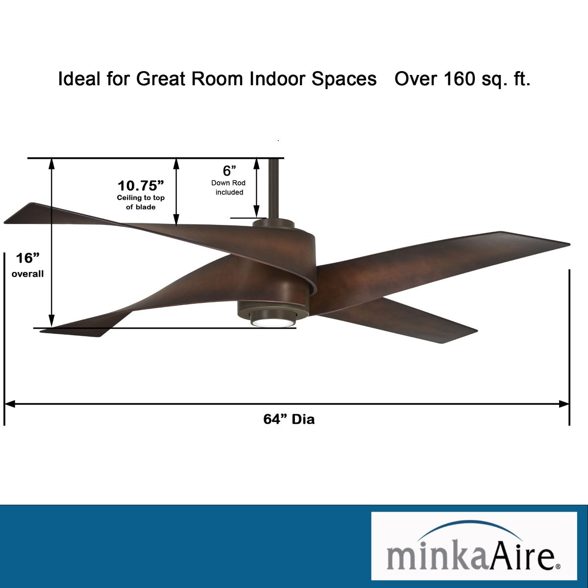 Artemis IV LED 64'' Bronze & Tobacco Ceiling Fan with Remote - Bees Lighting