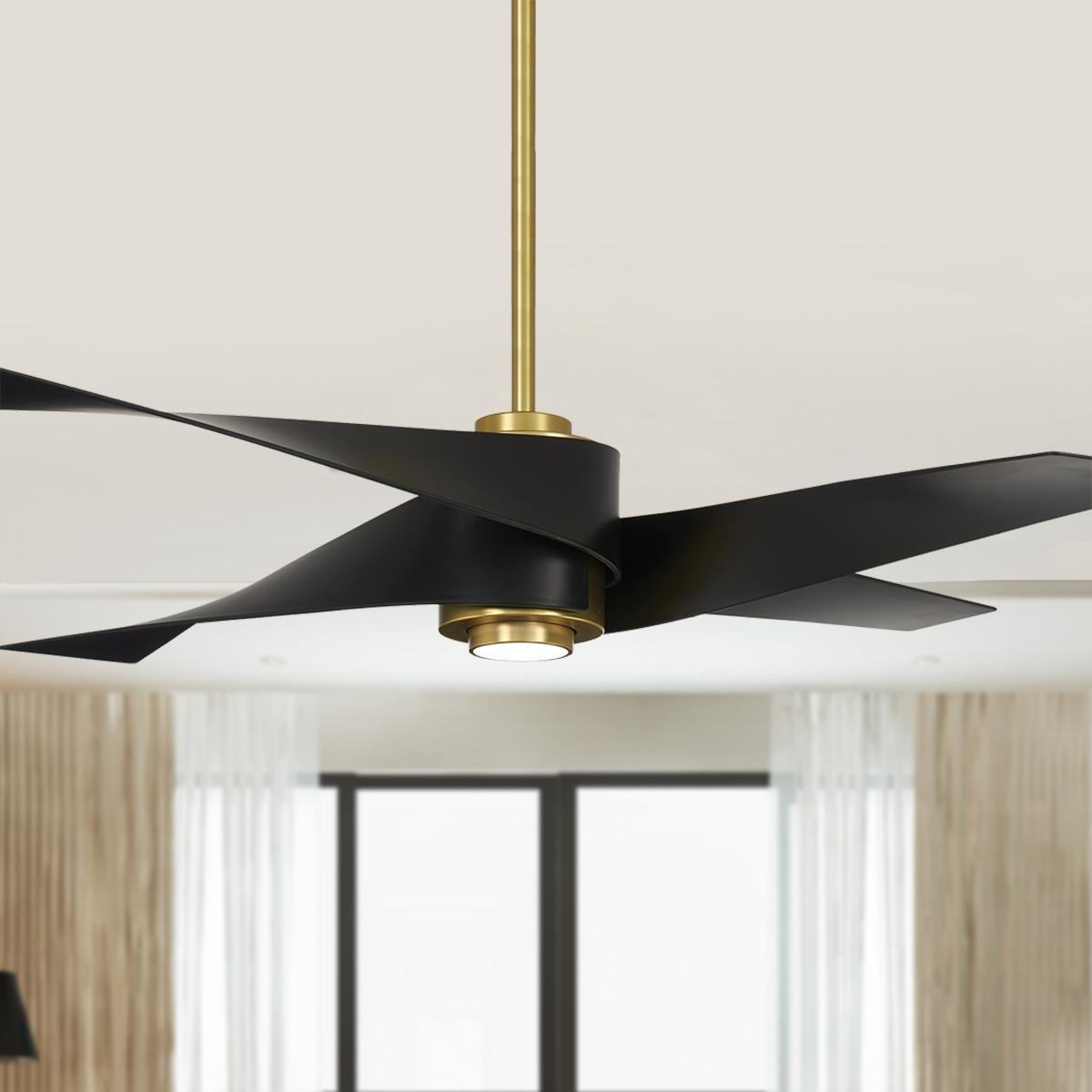 Artemis IV LED 64'' Brass and Black Ceiling Fan with Remote - Bees Lighting