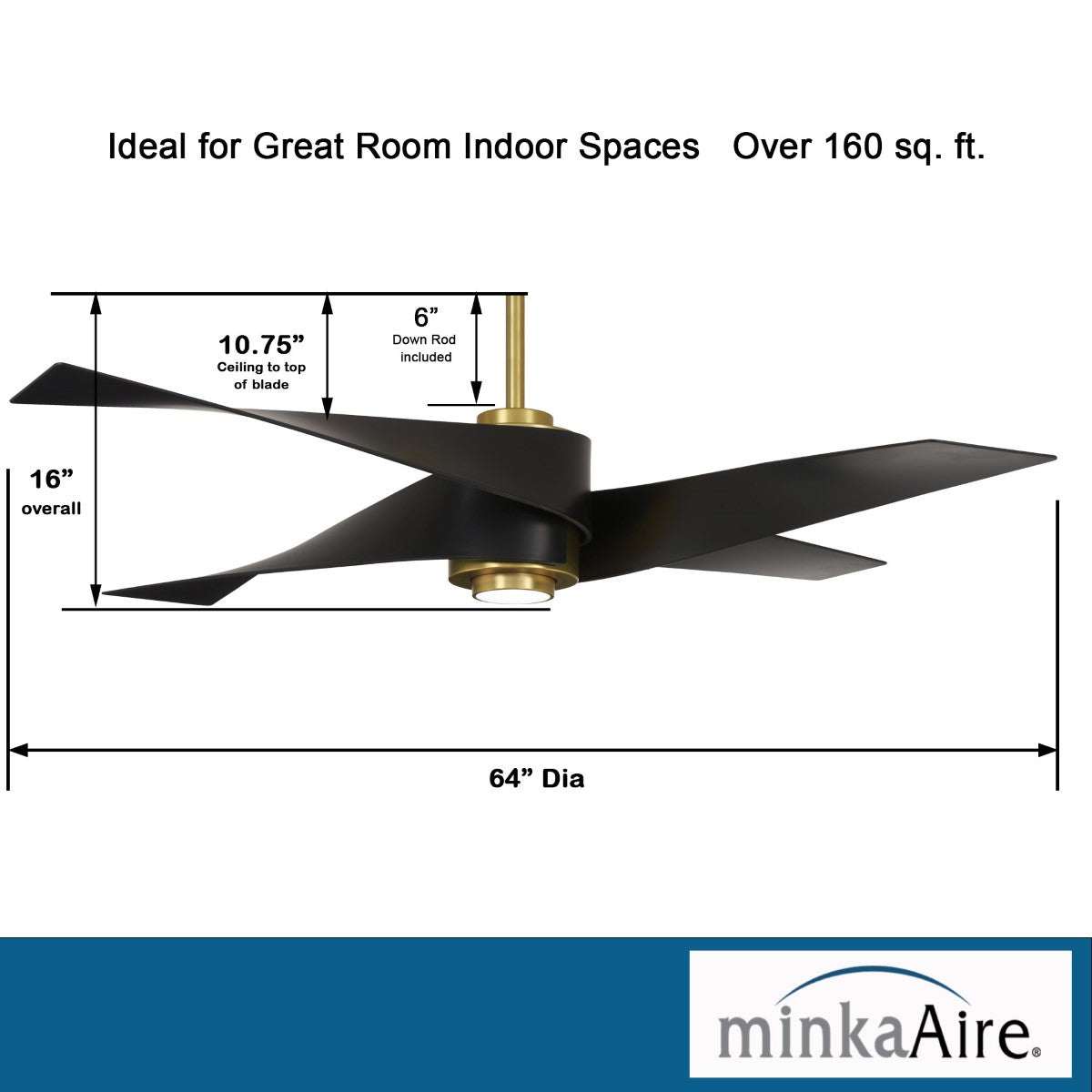 Artemis IV LED 64'' Brass and Black Ceiling Fan with Remote - Bees Lighting
