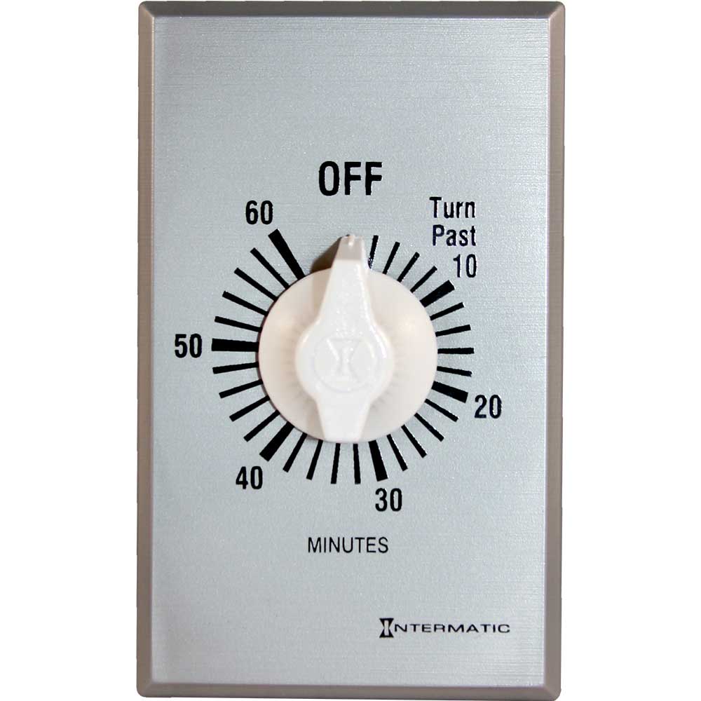 20 Amp 60-Minutes In-Wall Spring Wound Timer Switch Silver