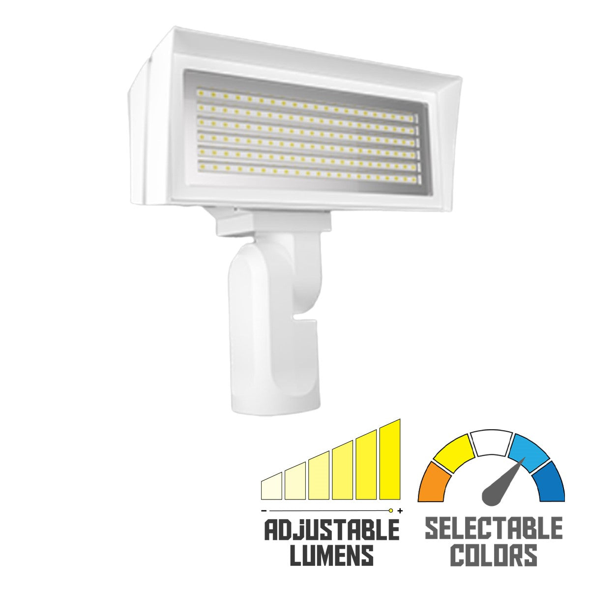 LED Flood Light, 52/80W, 10800 Lumens, 4000K/5000K, 120-277V, Slipfitter Mount, White - Bees Lighting