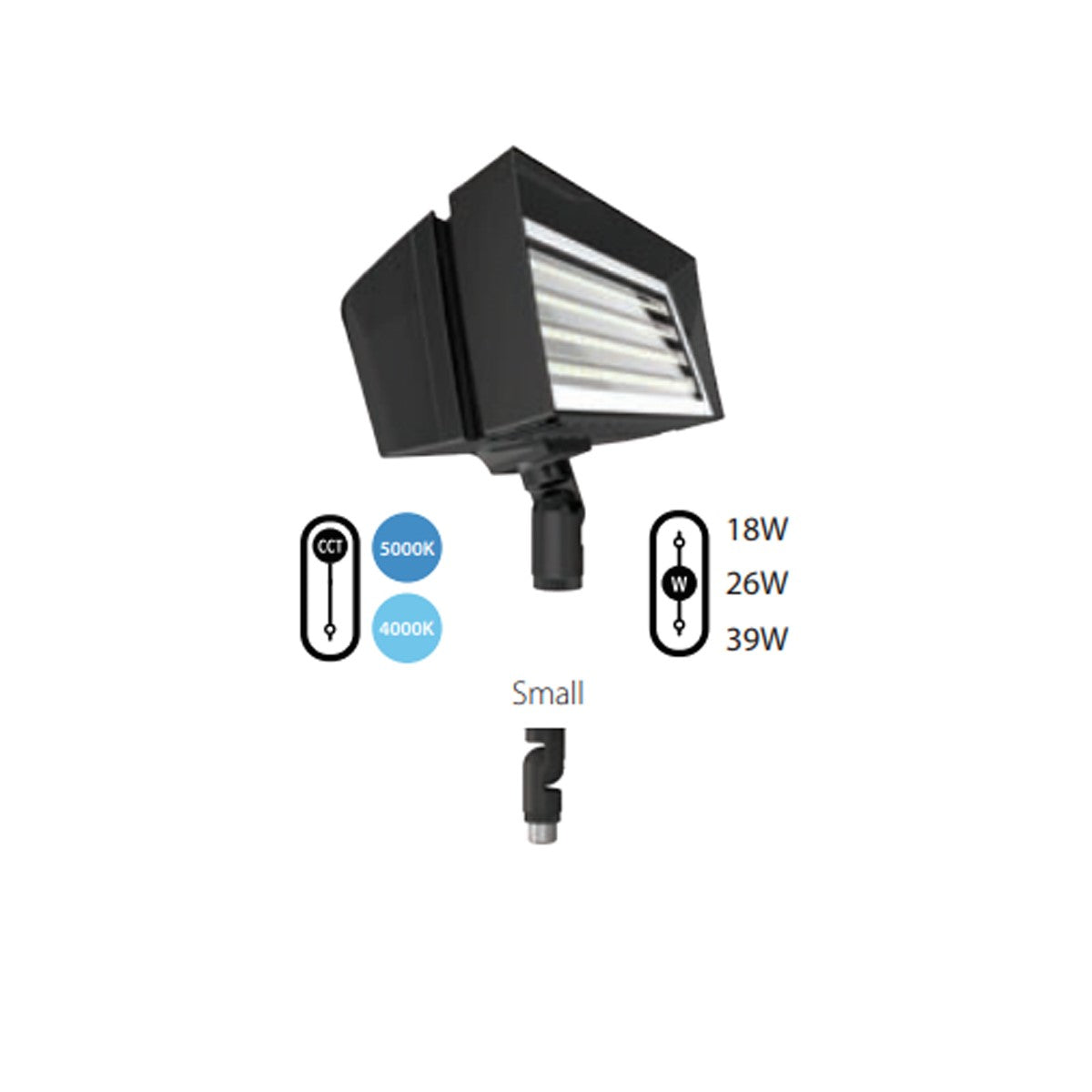 LED Flood Light, 18/39W, 6240 Lumens, 4000K/5000K, 120-277V, Knuckle mount, White - Bees Lighting
