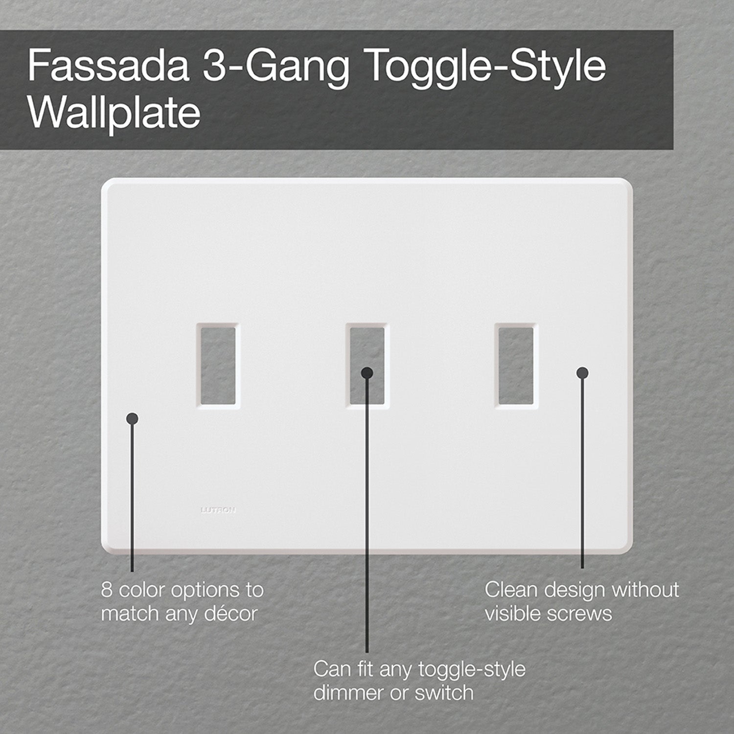 Fassada 3-Gang Toggle Wall Plate, White - Bees Lighting