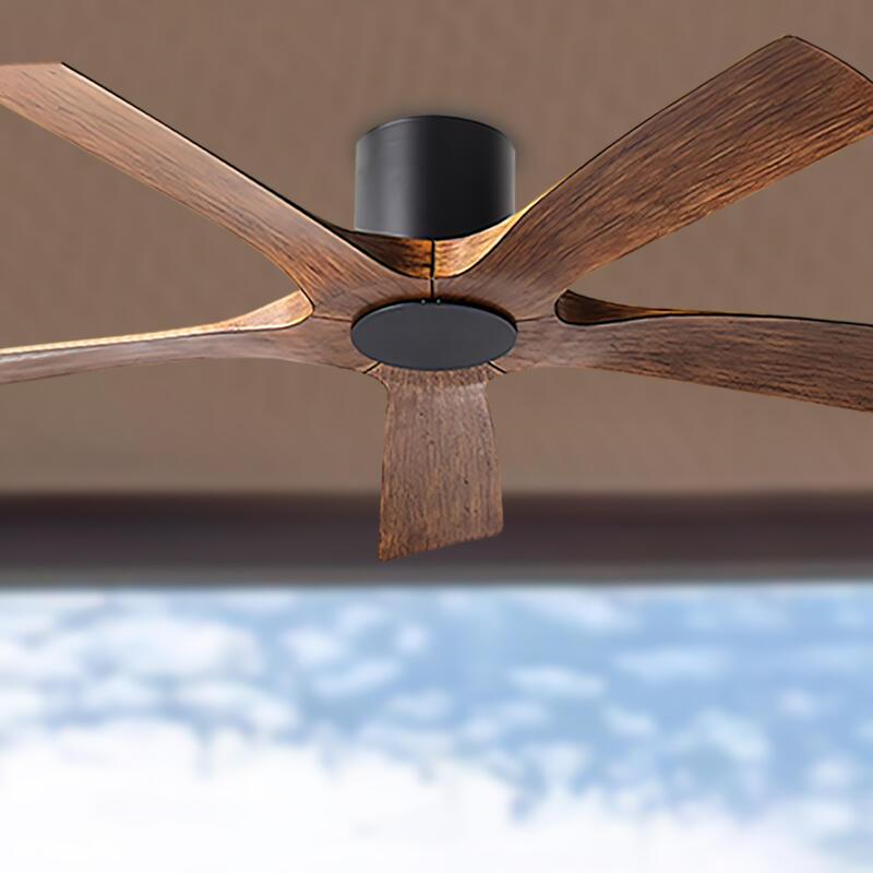 Aviator 5 Blades Flush Mount 54 Inch Outdoor Smart Ceiling Fan With Wall Control - Bees Lighting