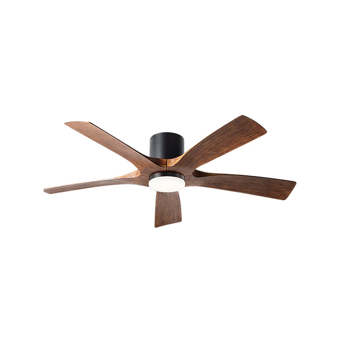 Aviator 54 Inch Black and Koa 5-Blade Flush Mount Outdoor Smart Ceiling Fan - Bees Lighting