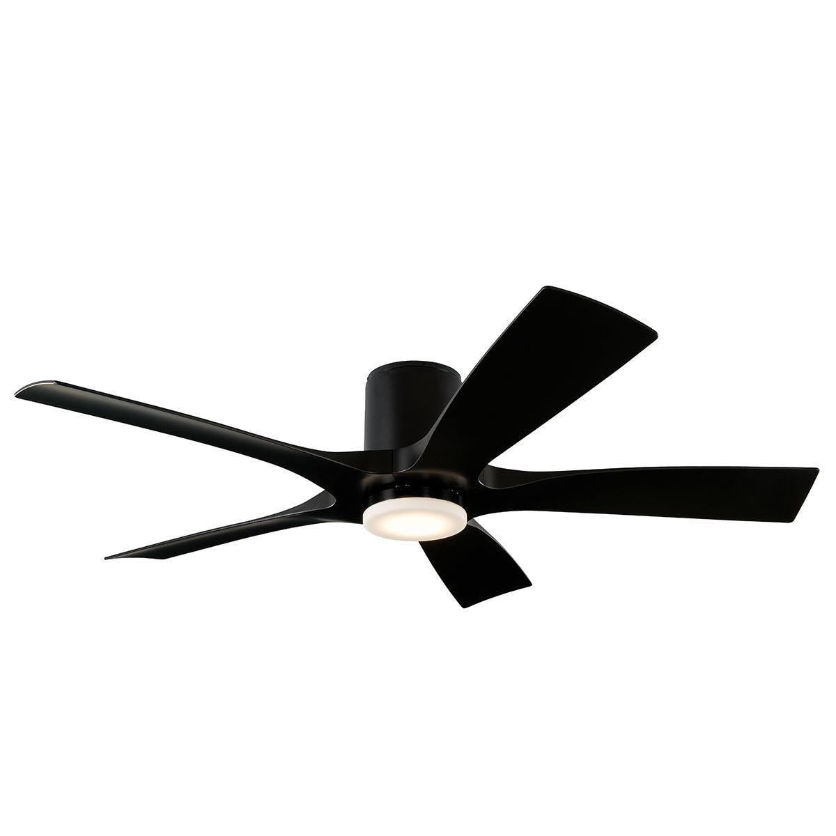 Aviator 54 Inch Black 5-Blade Flush Mount Outdoor Smart Ceiling Fan - Bees Lighting