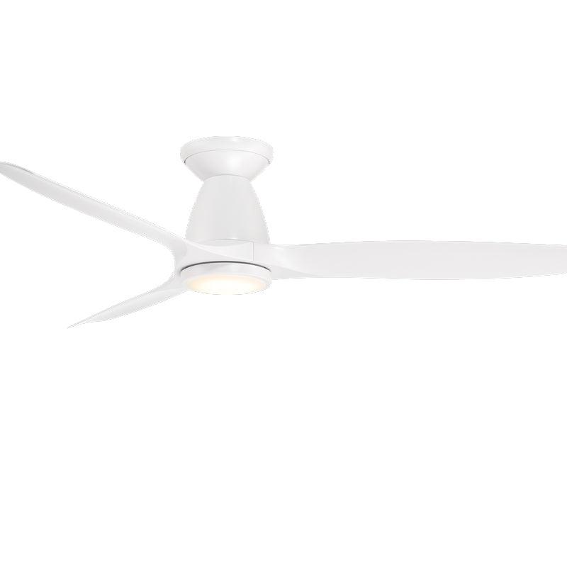 Skylark Flush 54 Inch Outdoor Smart Ceiling Fan With CCT LED Light And Remote, Matte White Finish
