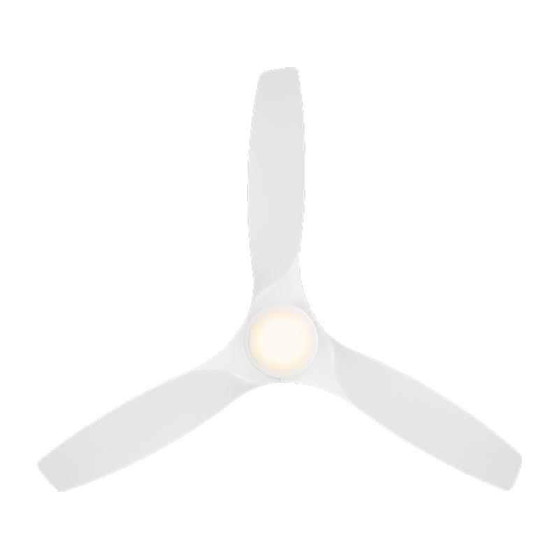 Skylark Flush 54 Inch Outdoor Smart Ceiling Fan With CCT LED Light And Remote, Matte White Finish