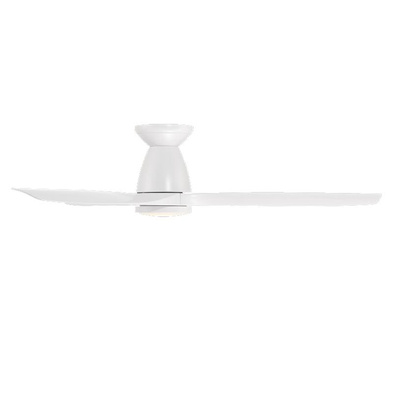 Skylark Flush 54 Inch Smart Ceiling Fan with CCT LED Light, Matte White - Bees Lighting