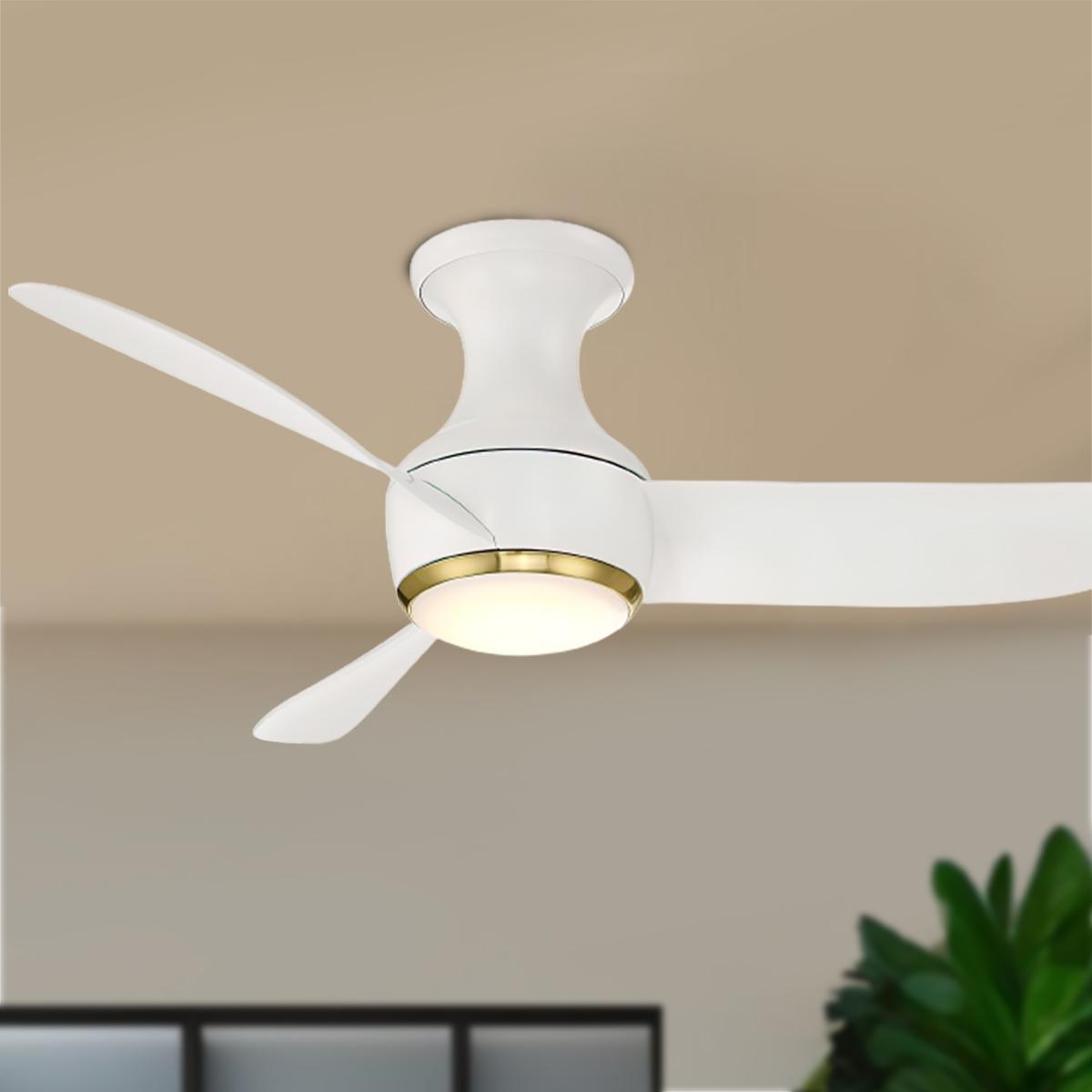 Corona 44 Inch Modern Outdoor Smart Ceiling Fan With 3000K LED And Remote - Bees Lighting