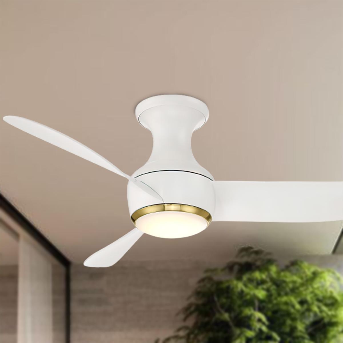 Corona 44 Inch Modern Outdoor Smart Ceiling Fan With 2700K LED And Remote - Bees Lighting