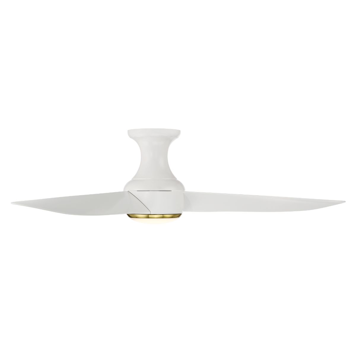 Corona 52 Inch White and Brass 3000K LED Smart Hugger Ceiling Fan - Bees Lighting
