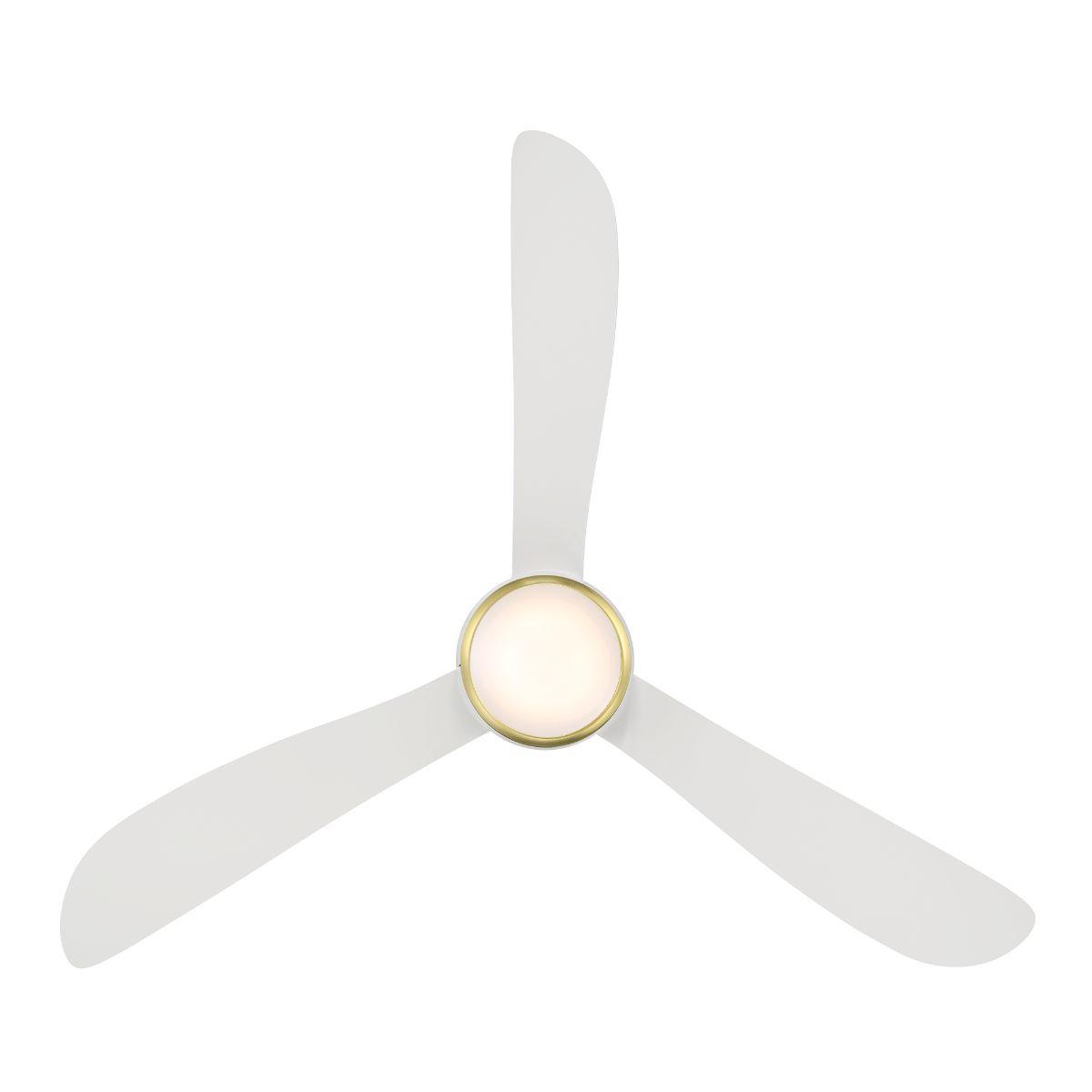 Corona 52 Inch White and Brass 3000K LED Smart Hugger Ceiling Fan - Bees Lighting