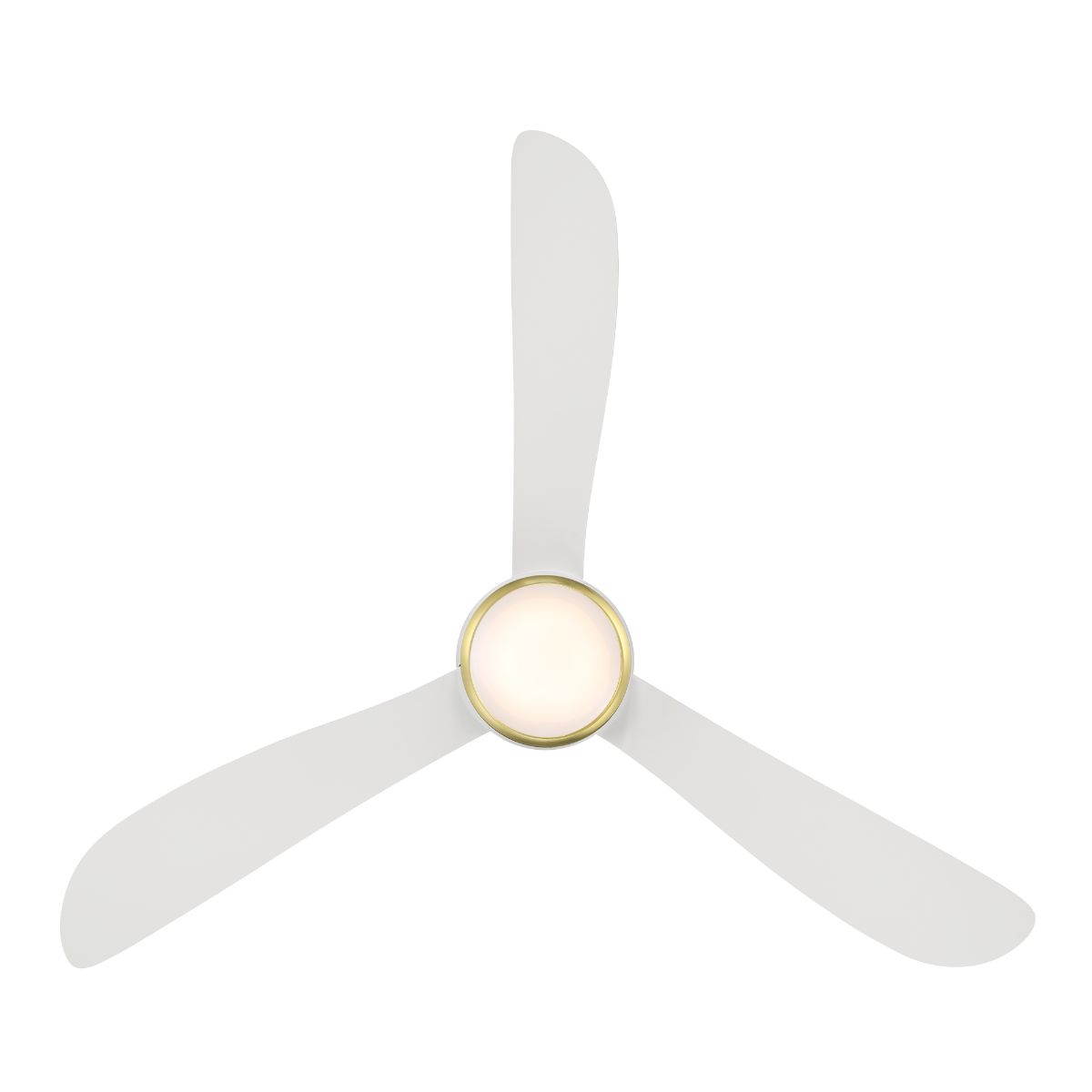 Corona 52 Inch White and Brass 3000K LED Smart Hugger Ceiling Fan - Bees Lighting