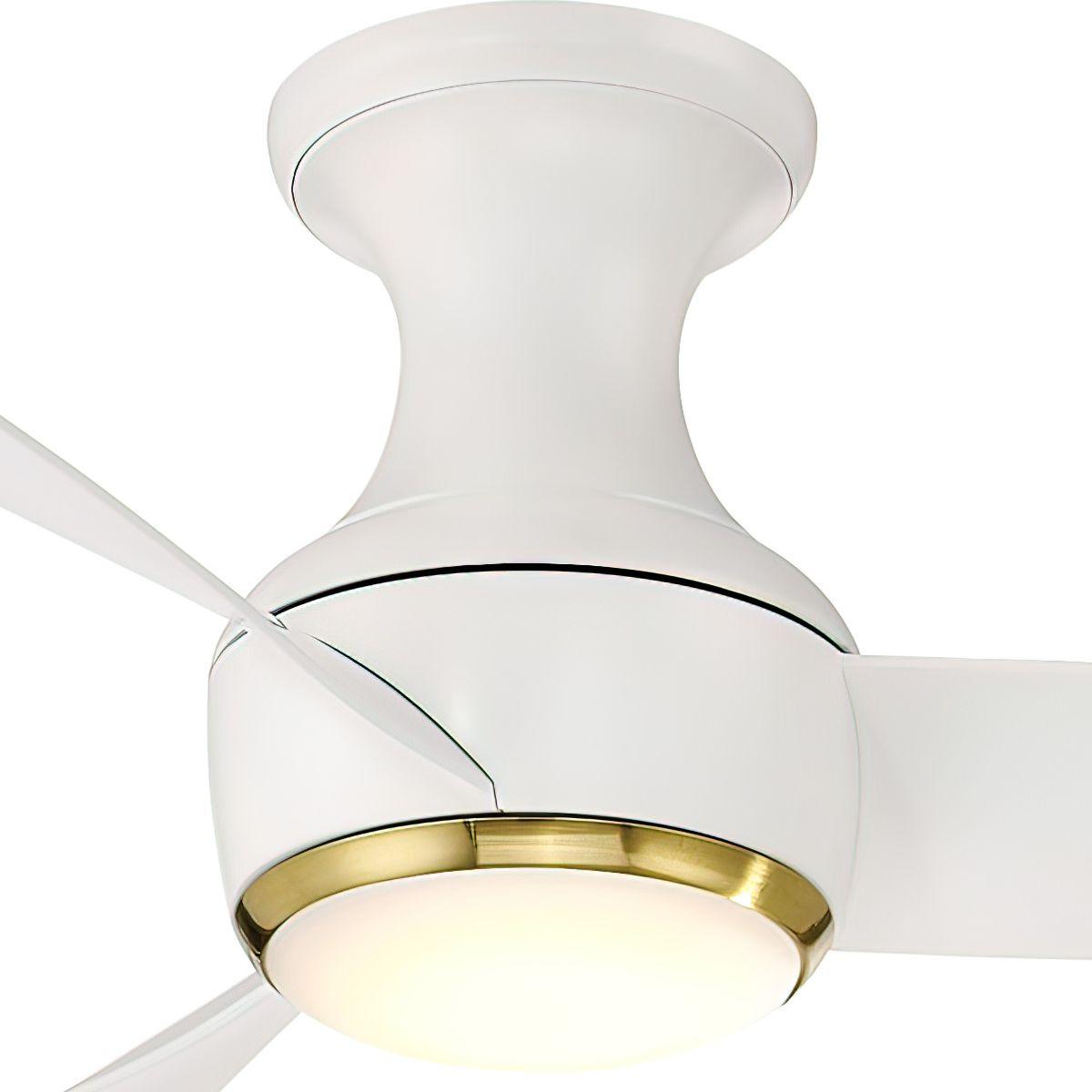 Corona 52 Inch White and Brass 3000K LED Smart Hugger Ceiling Fan - Bees Lighting