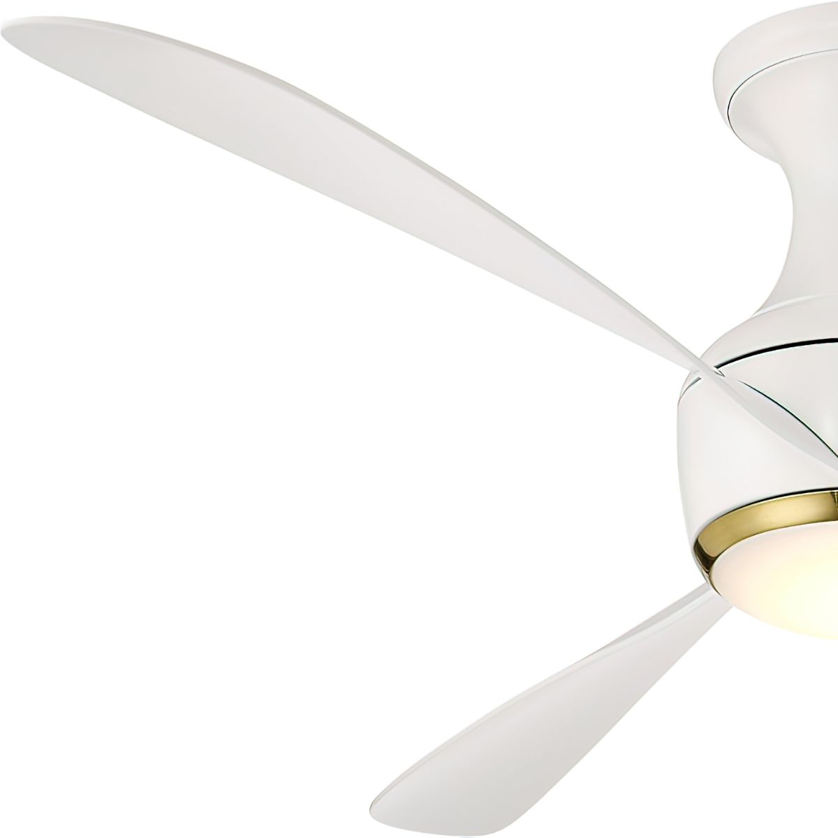 Corona 52 Inch White and Brass 3000K LED Smart Hugger Ceiling Fan - Bees Lighting