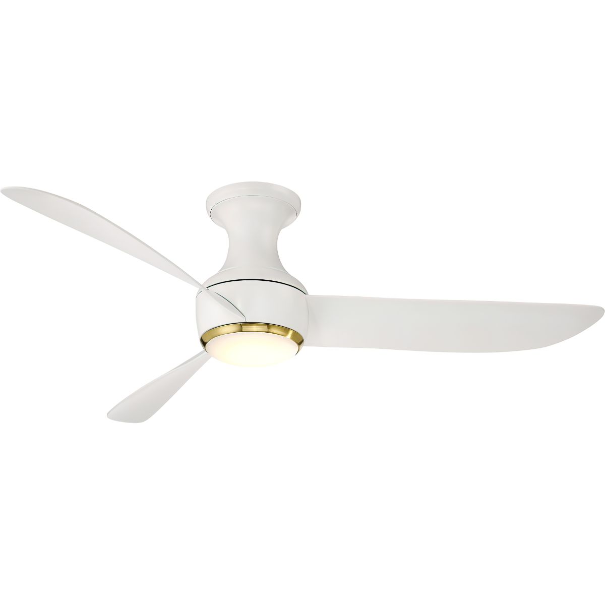 Corona 52 Inch White and Brass 3000K LED Smart Hugger Ceiling Fan - Bees Lighting