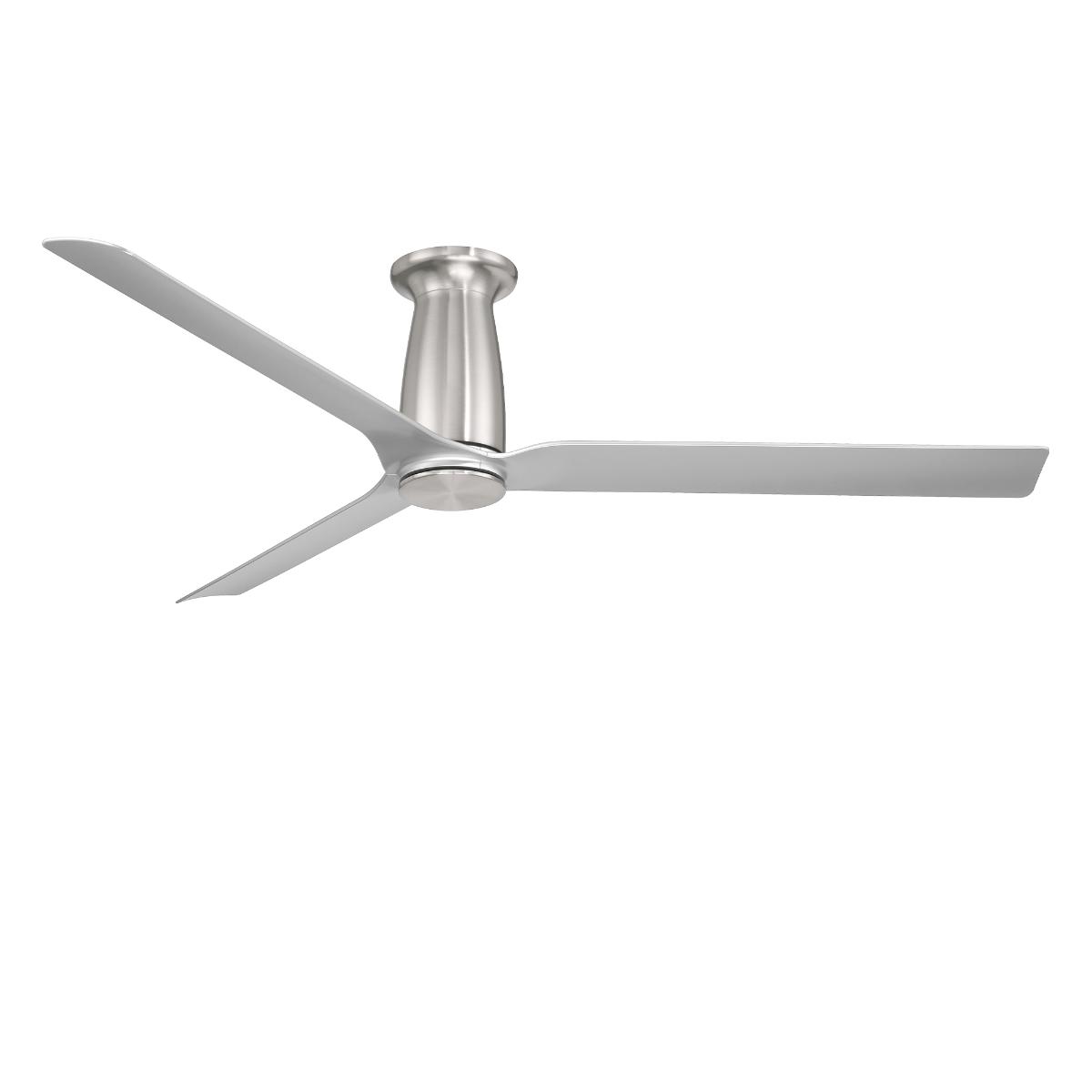 Smooth Flush 52 Inch CCT LED Smart Ceiling Fan, Brushed Nickel with Silver Blades - Bees Lighting
