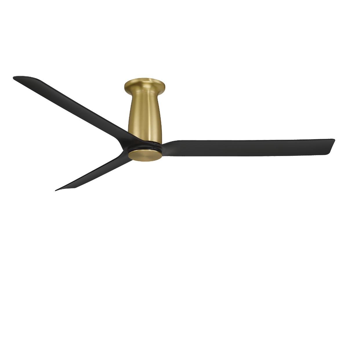Smooth Flush 52 Inch CCT LED Smart Ceiling Fan, Soft Brass with Matte Black Blades - Bees Lighting