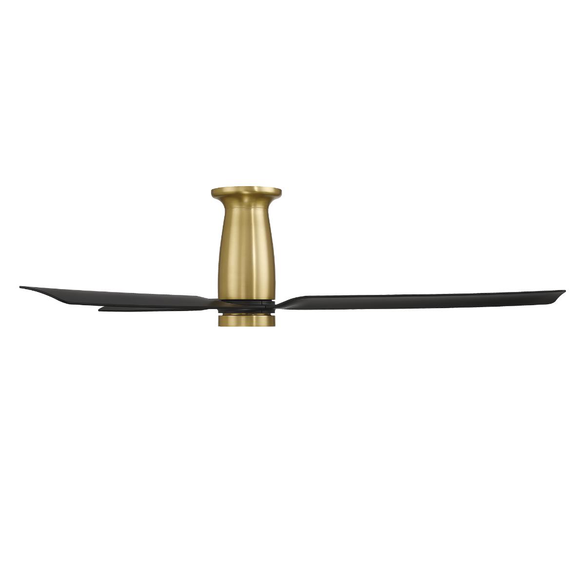 Smooth Flush 52 Inch CCT LED Smart Ceiling Fan, Soft Brass with Matte Black Blades - Bees Lighting