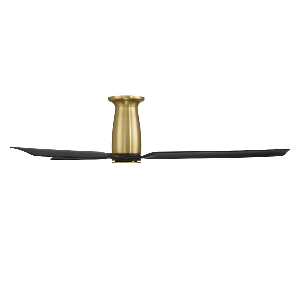 Smooth Flush 52 Inch CCT LED Smart Ceiling Fan, Soft Brass with Matte Black Blades - Bees Lighting