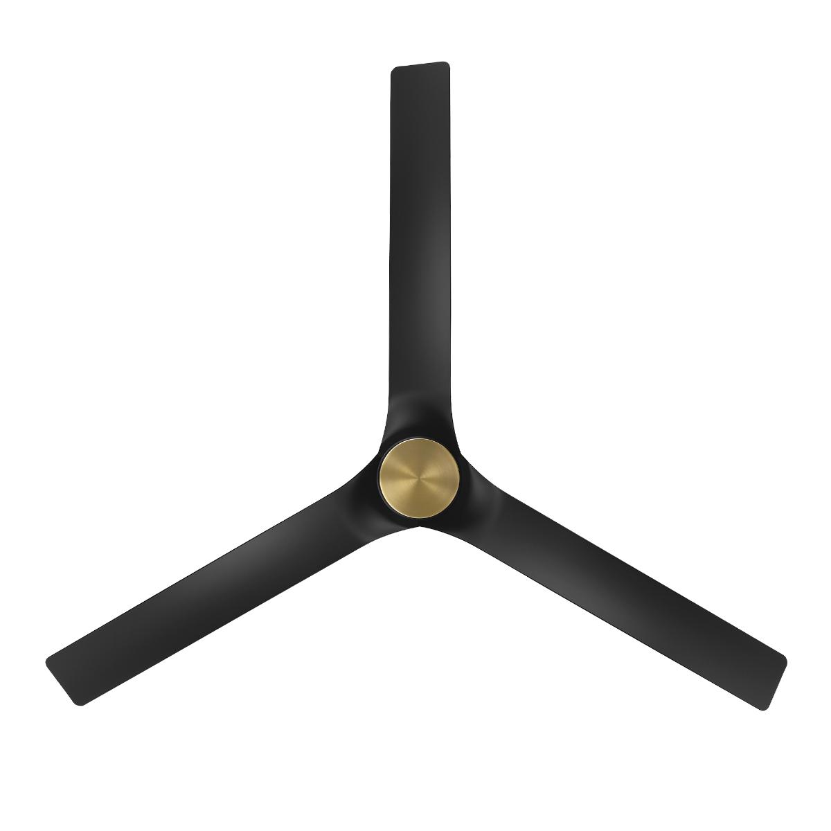 Smooth Flush 52 Inch CCT LED Smart Ceiling Fan, Soft Brass with Matte Black Blades - Bees Lighting