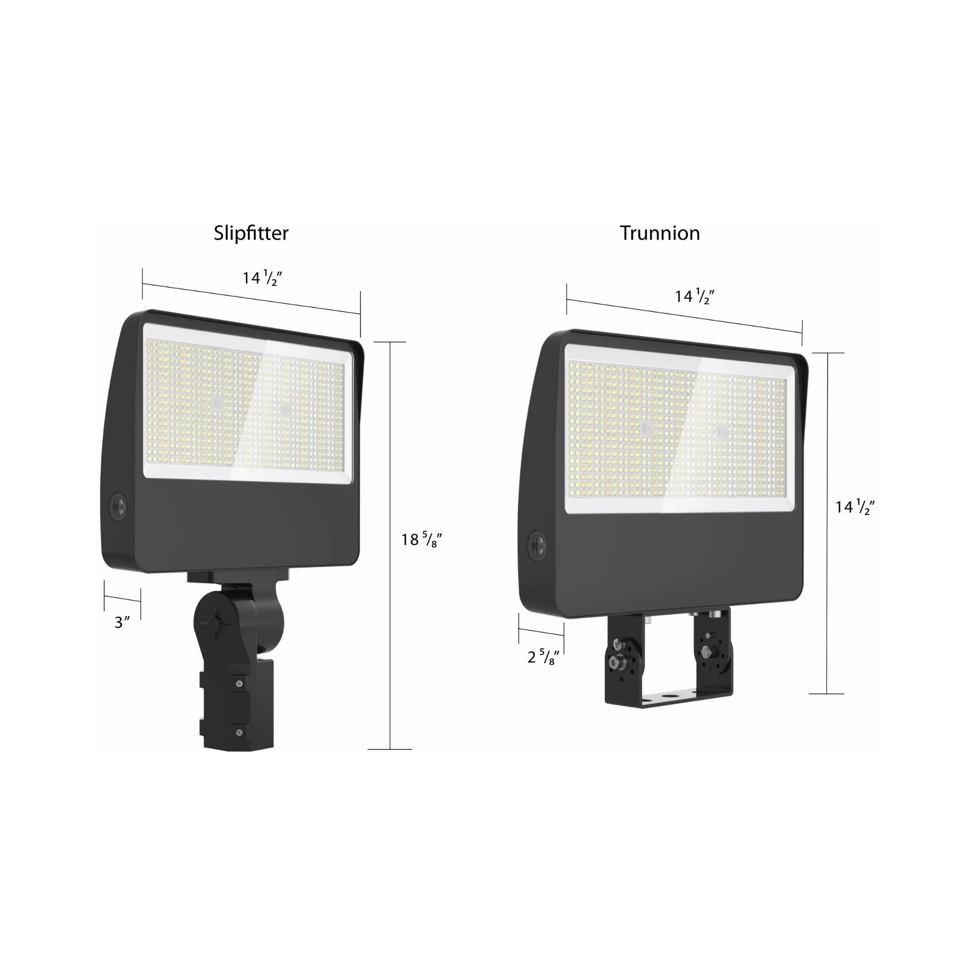 LED Flood Light, 150W, 22000lm, 30K/40K/50K, Slipfitter|Trunnion, 480V, Bronze