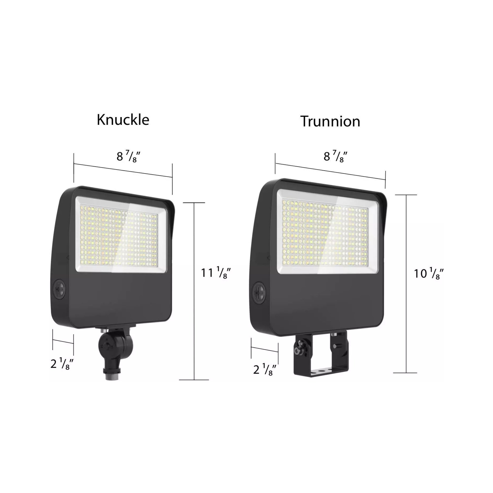 LED Flood Light, 60W, 9000lm, 30K/40K/50K, Knuckle|Trunnion, 120-277V, White