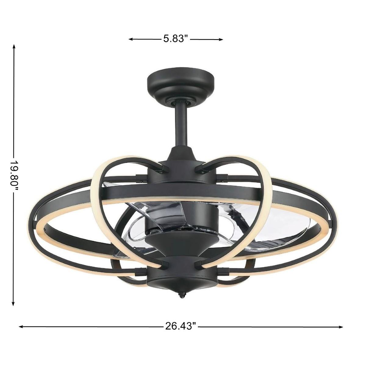Obvi 26 Inch Black LED Fandelier Ceiling Fan with Remote - Bees Lighting