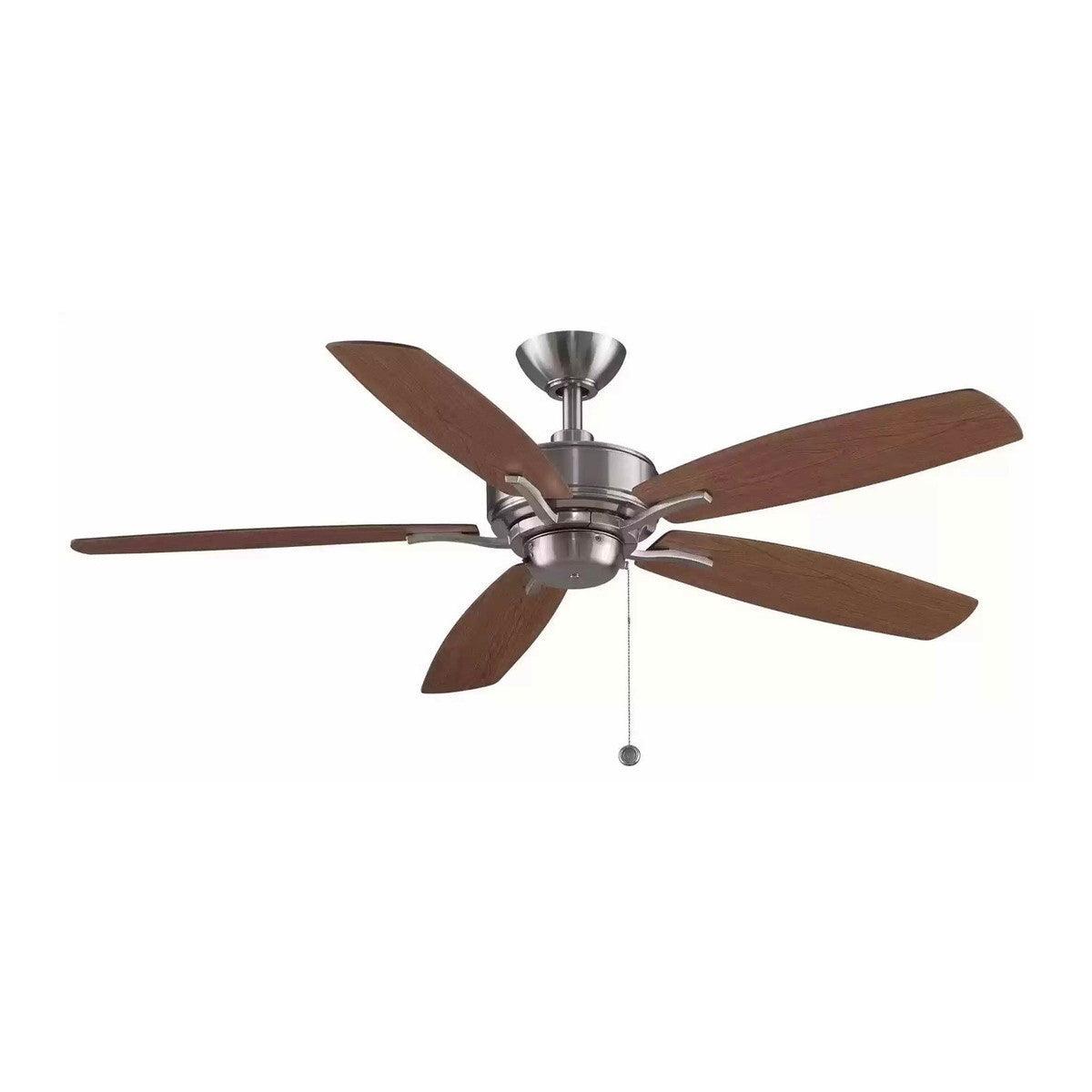 Aire Deluxe 52 Inch Brushed Nickel Ceiling Fan with Pull Chain - Bees Lighting