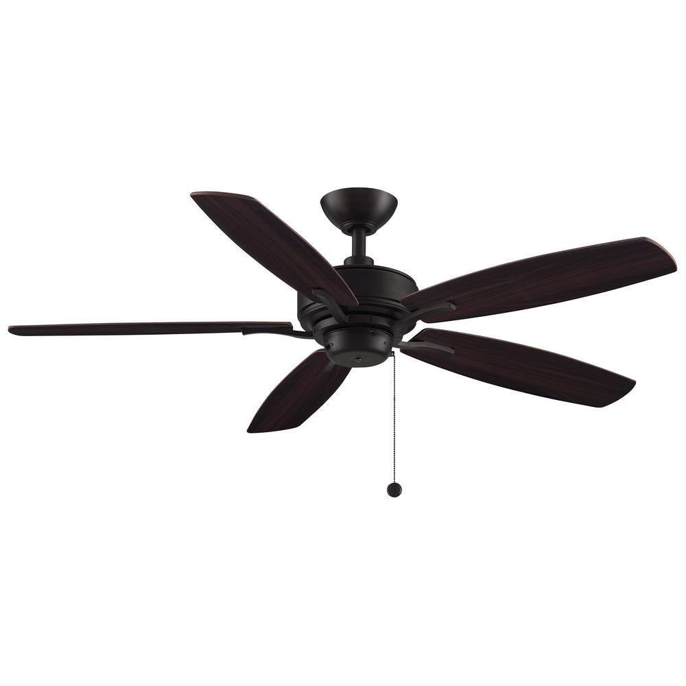 Aire Deluxe 52 Inch Dark Bronze Ceiling Fan with Pull Chain - Bees Lighting