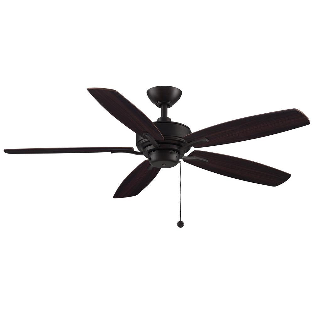 Aire Deluxe 52 Inch Dark Bronze Ceiling Fan with Pull Chain - Bees Lighting