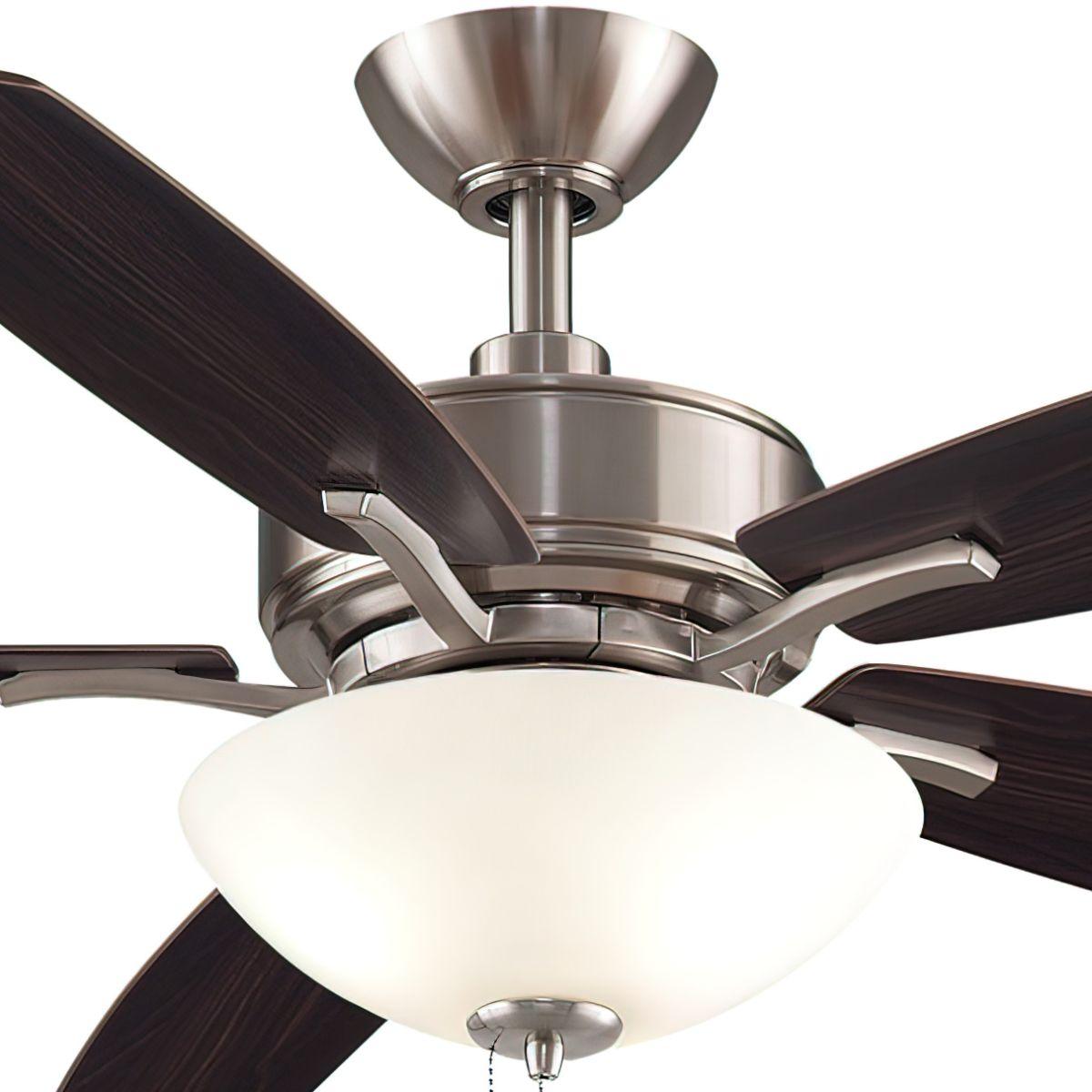 Aire Deluxe 52 Inch Brushed Nickel Ceiling Fan with Light Kit and Pull Chain - Bees Lighting