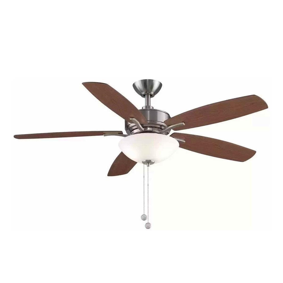 Aire Deluxe 52 Inch Brushed Nickel Ceiling Fan with Light Kit and Pull Chain - Bees Lighting