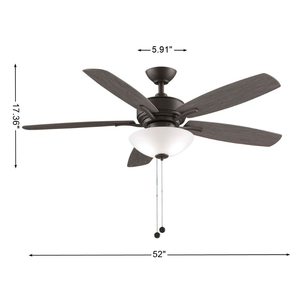 Aire Deluxe 52 Inch Matte Greige Ceiling Fan with Light Kit and Pull Chain - Bees Lighting