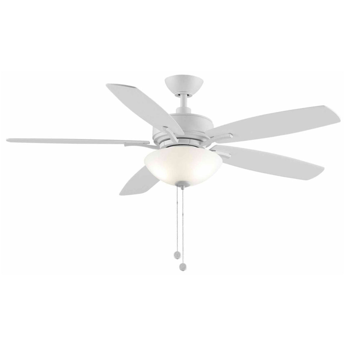 Aire Deluxe 52 Inch Matte White Ceiling Fan with Light Kit and Pull Chain - Bees Lighting