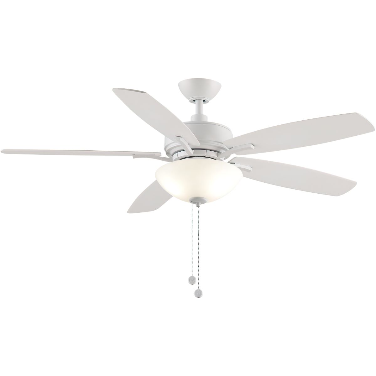 Aire Deluxe 52 Inch Matte White Ceiling Fan with Light Kit and Pull Chain - Bees Lighting