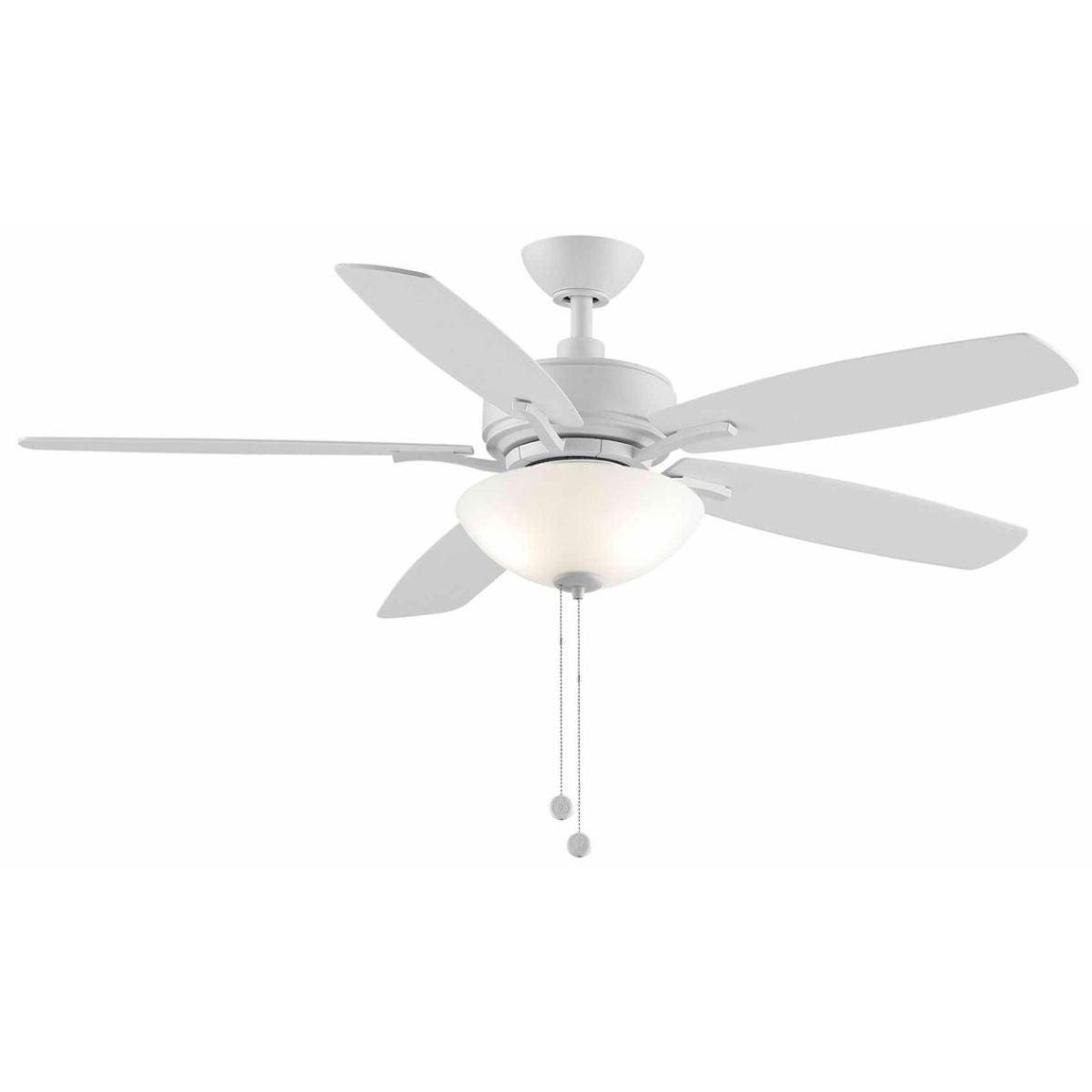 Aire Deluxe 52 Inch Matte White Ceiling Fan with Light Kit and Pull Chain - Bees Lighting
