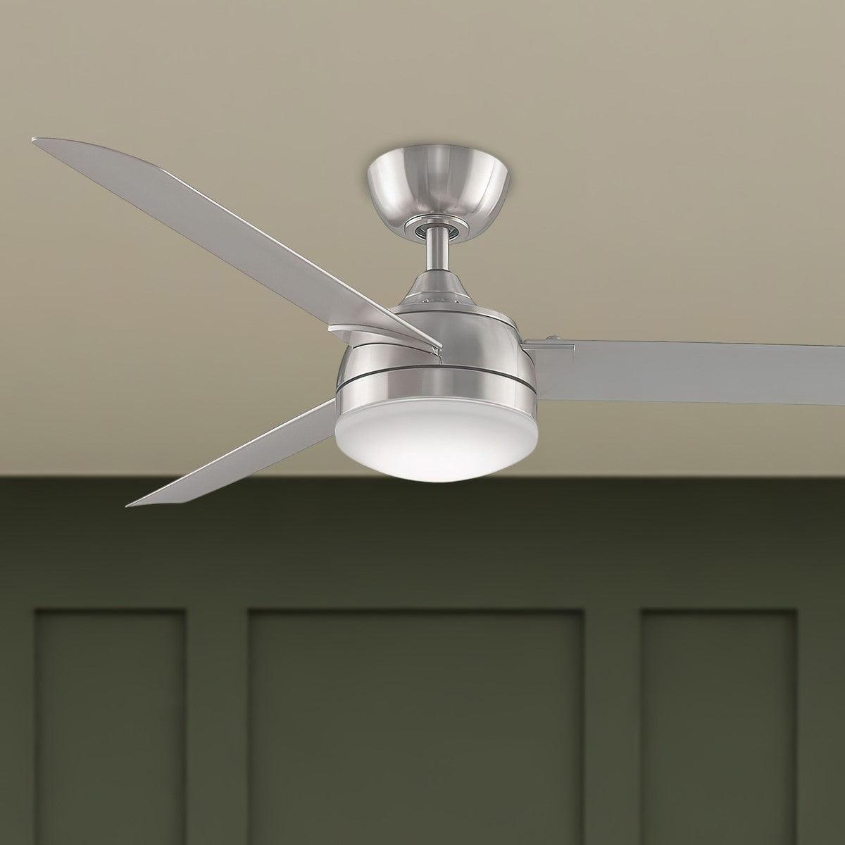 Xeno 56 Inch Brushed Nickel Damp Rated LED Ceiling Fan with Remote - Bees Lighting