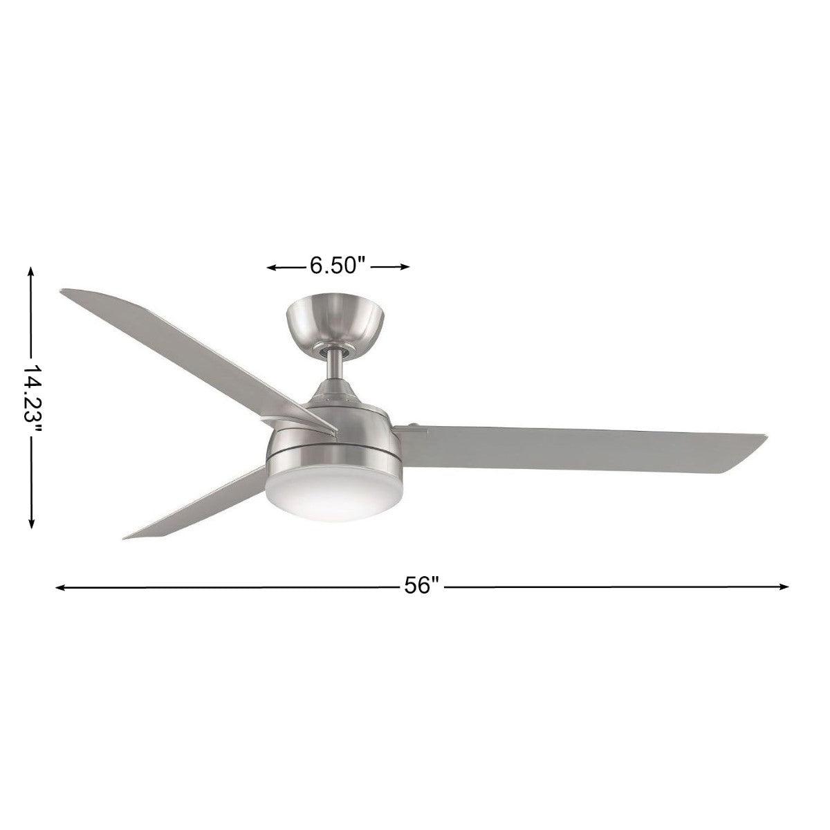 Xeno 56 Inch Brushed Nickel Damp Rated LED Ceiling Fan with Remote - Bees Lighting
