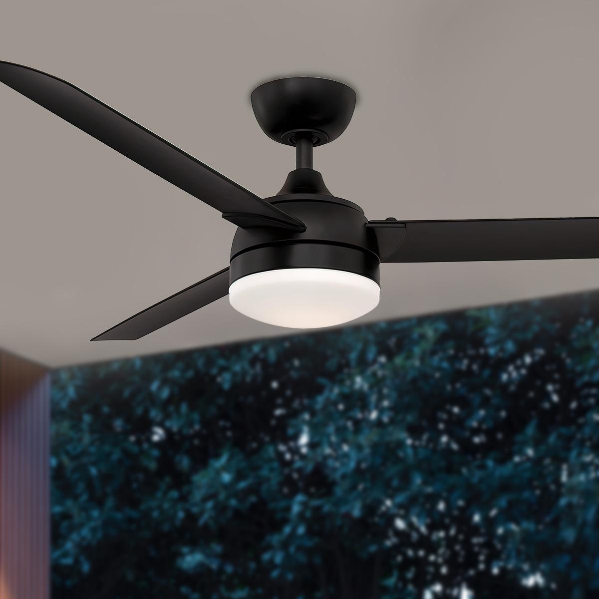 Xeno 56 Inch Black Wet Rated LED Ceiling Fan with Remote - Bees Lighting