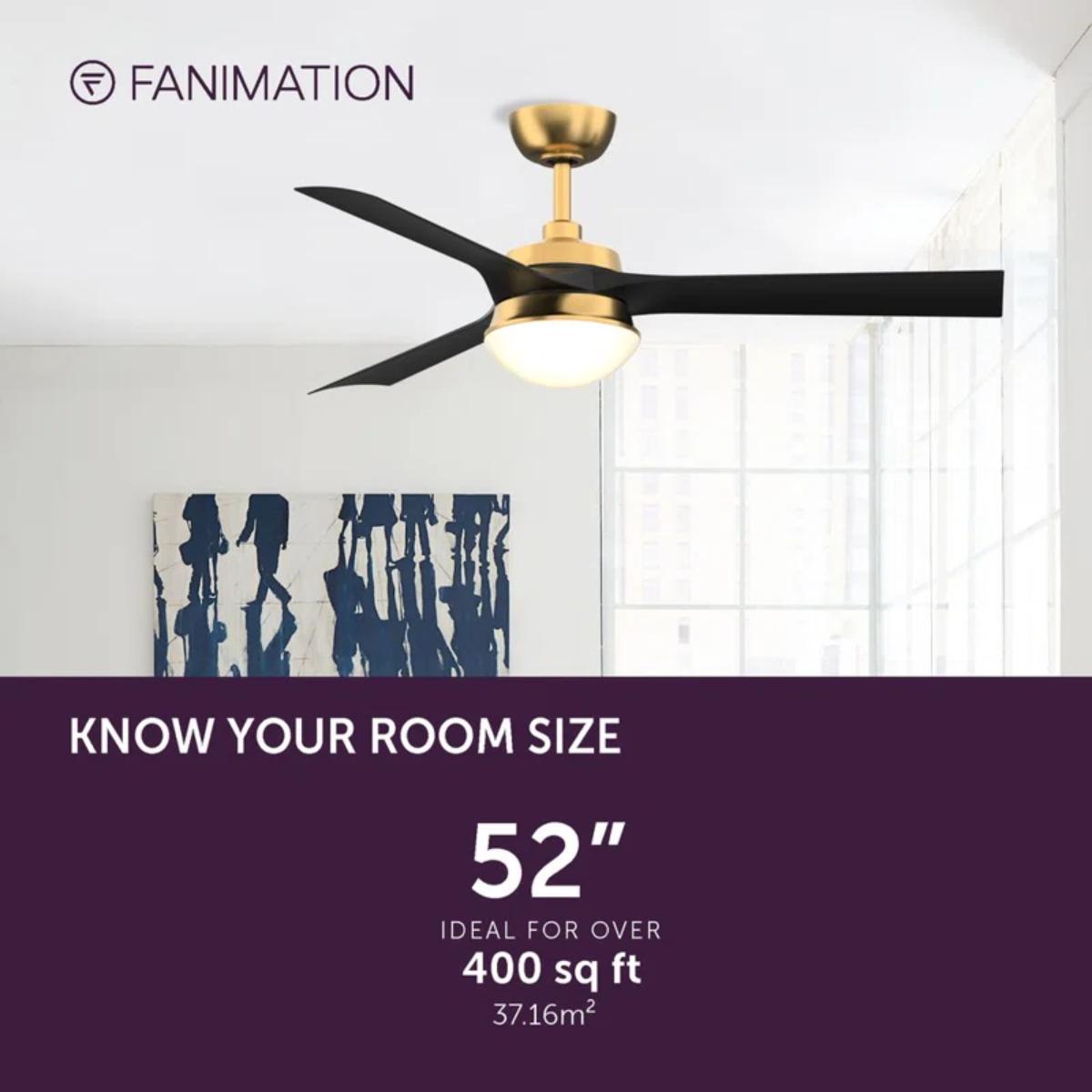 Barlow 52" Brass and Black LED Ceiling Fan - Bees Lighting