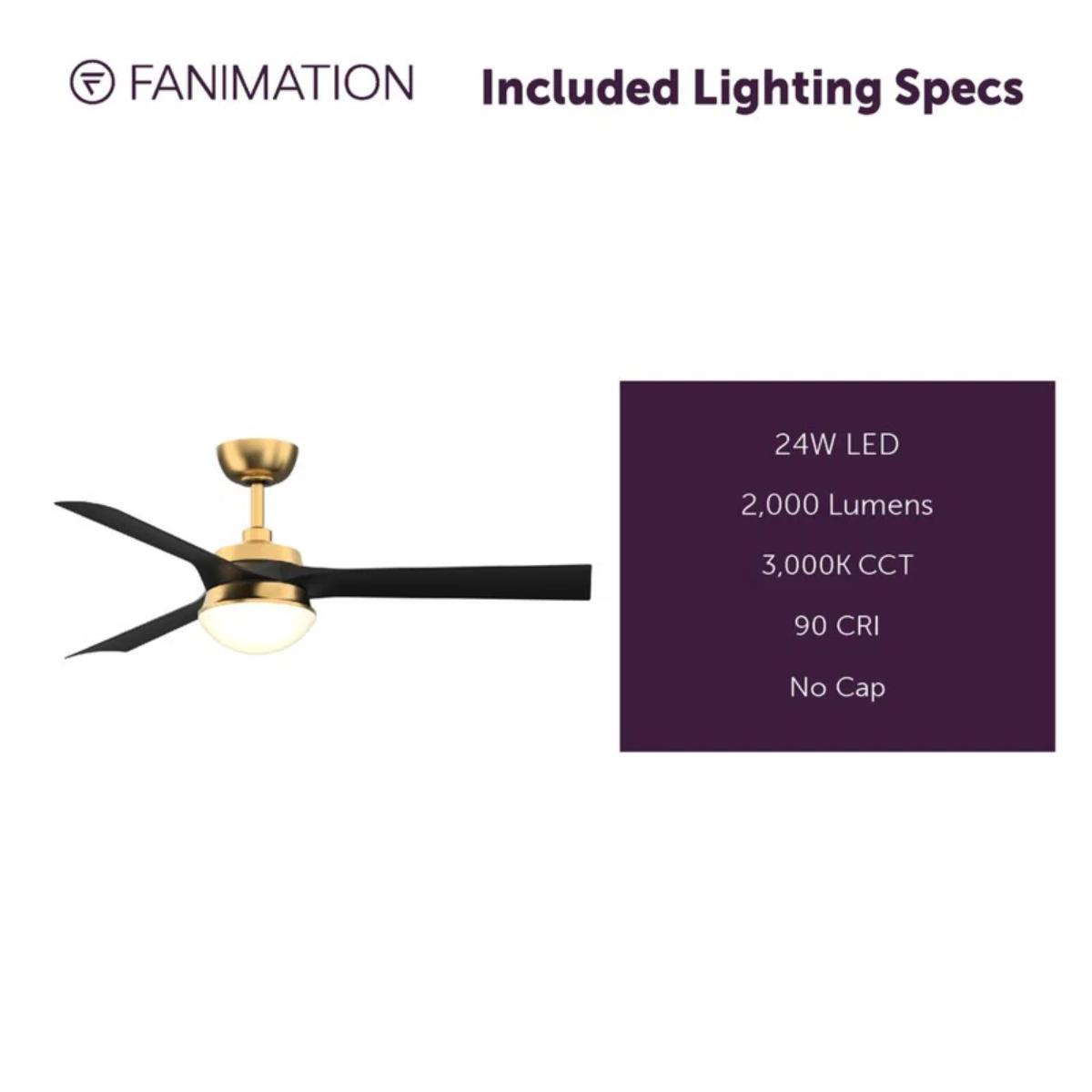 Barlow 52" Brass and Black LED Ceiling Fan - Bees Lighting