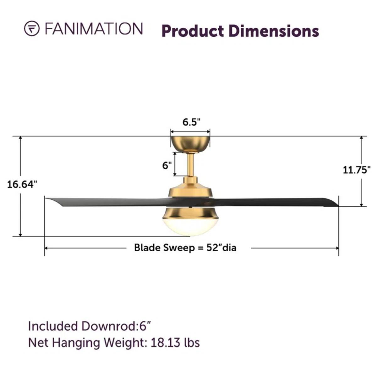 Barlow 52" Brass and Black LED Ceiling Fan - Bees Lighting