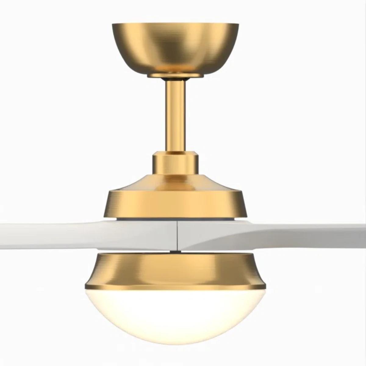 Barlow 52" Brass and White LED Ceiling Fan - Bees Lighting