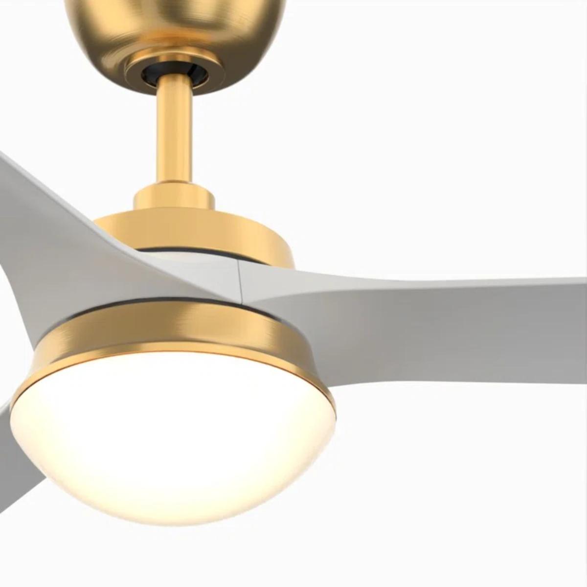 Barlow 52" Brass and White LED Ceiling Fan - Bees Lighting